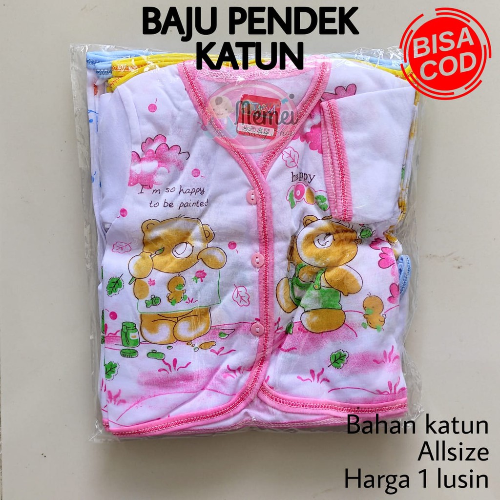 1 LUSIN (12 pcs) Baju bayi pendek KATUN halus berkualitas