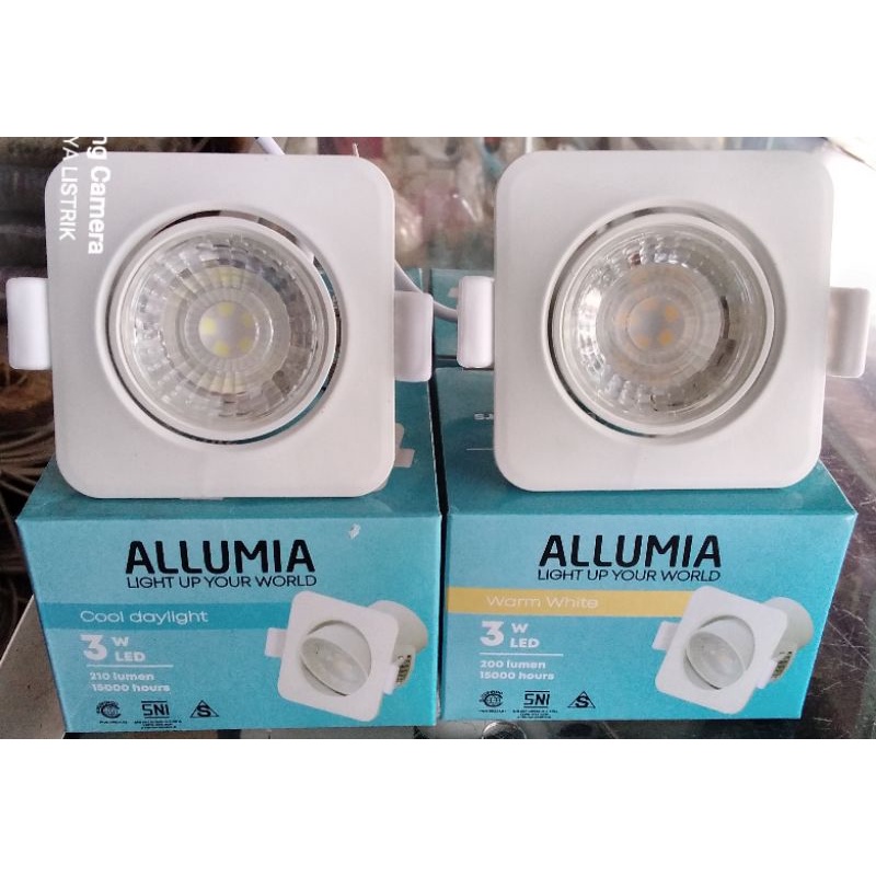 LED Spotlight Allumia 3 Watt Kotak Inbow (Tertanam) Warna Putih&amp;Kuning