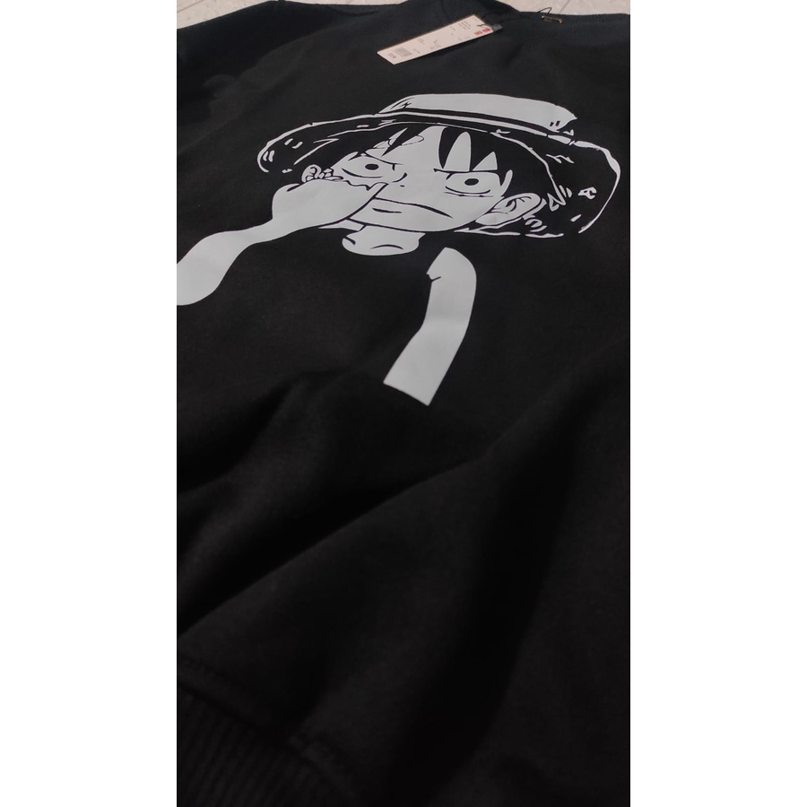 Sweater Crewneck Luffy One Piece / Sweater Crewneck Anime One Piece Bahan fleece Tebal Dan Bisa Bayar Di Tempat