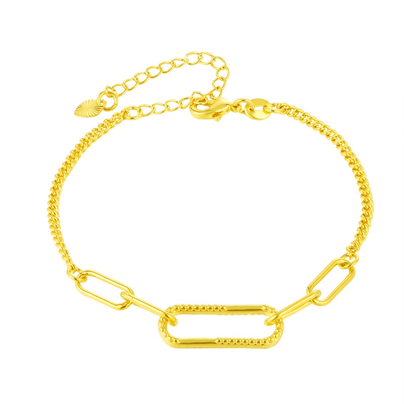 Gelang Emas Emas Asli Kadar 375Desain Geometris Gaya Eropa Amerika Korea Untuk Wanita