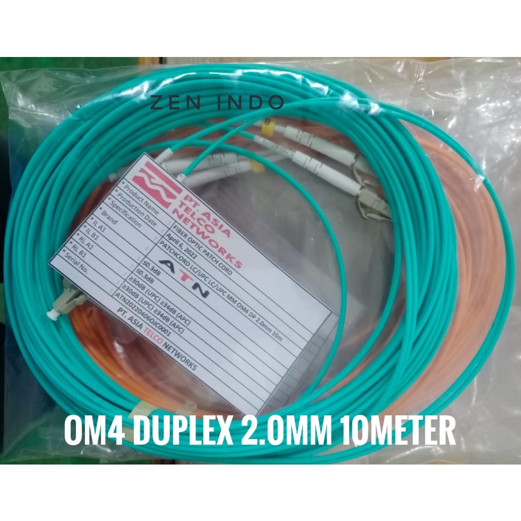 Patchcord Patch Cord OM4 LC/UPC-LC/UPC Multimode Duplex 2.0mm Fiber Optic Fiber Optik