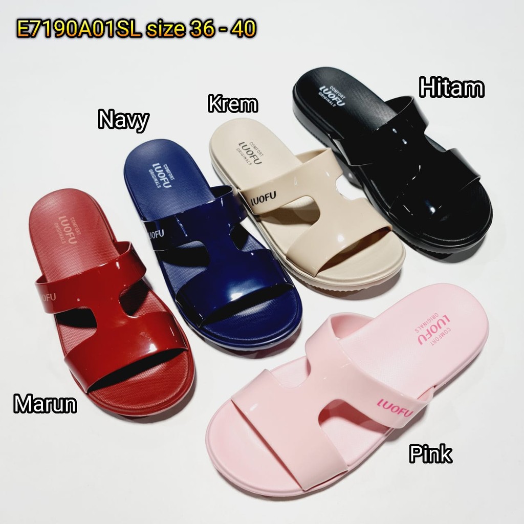 jelly sandal wanita luofu sendal karet slop import cewek E7190A01SL