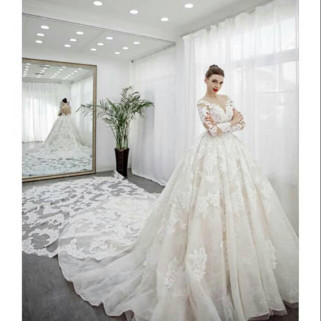 Pre Order gaun pengantin full brokat baju pengantin cantik wedding dress import wedding gown mewah