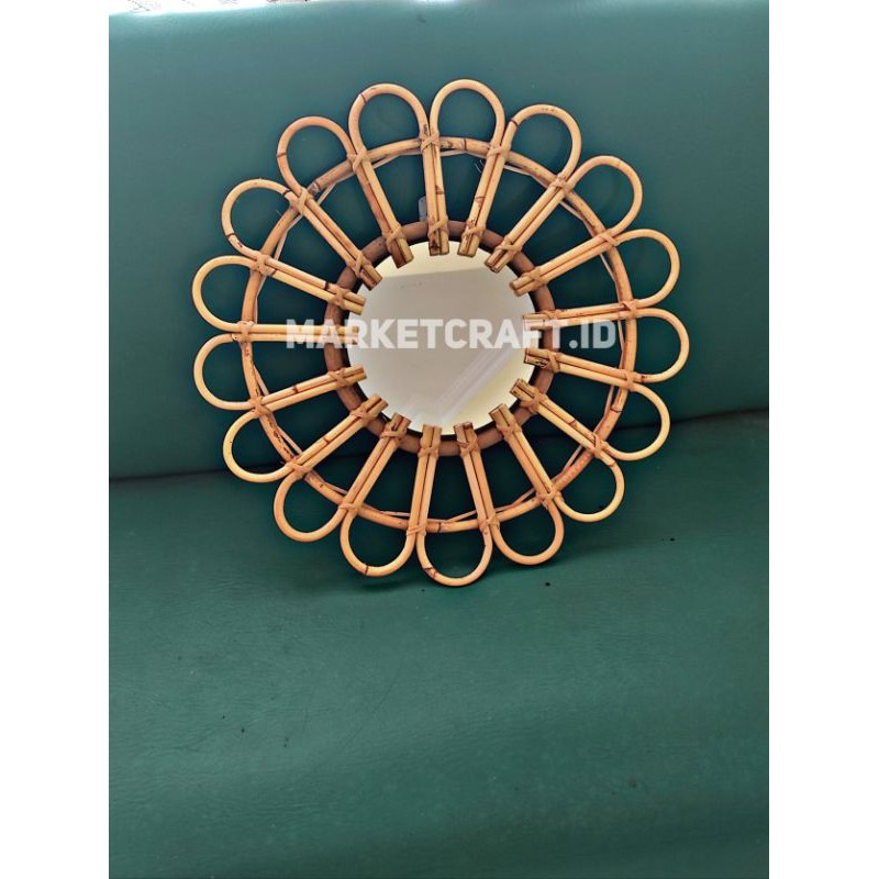 Cermin rotan/kaca rotan/cermin aesthetic/Dekorasi dinding/Walldecor dinding/Kaca Hias/Cermin dinding