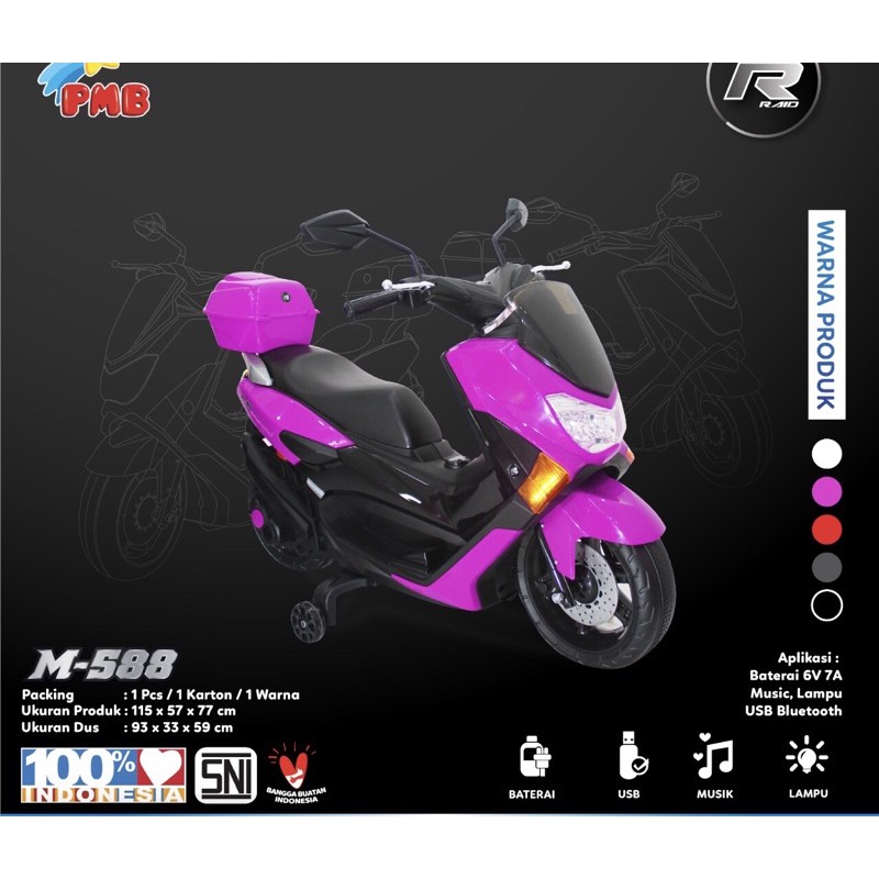 MOTOR AKI Anak PMB M588 RAID Nmax M 588 Murah-Nmax Pink +Stiker
