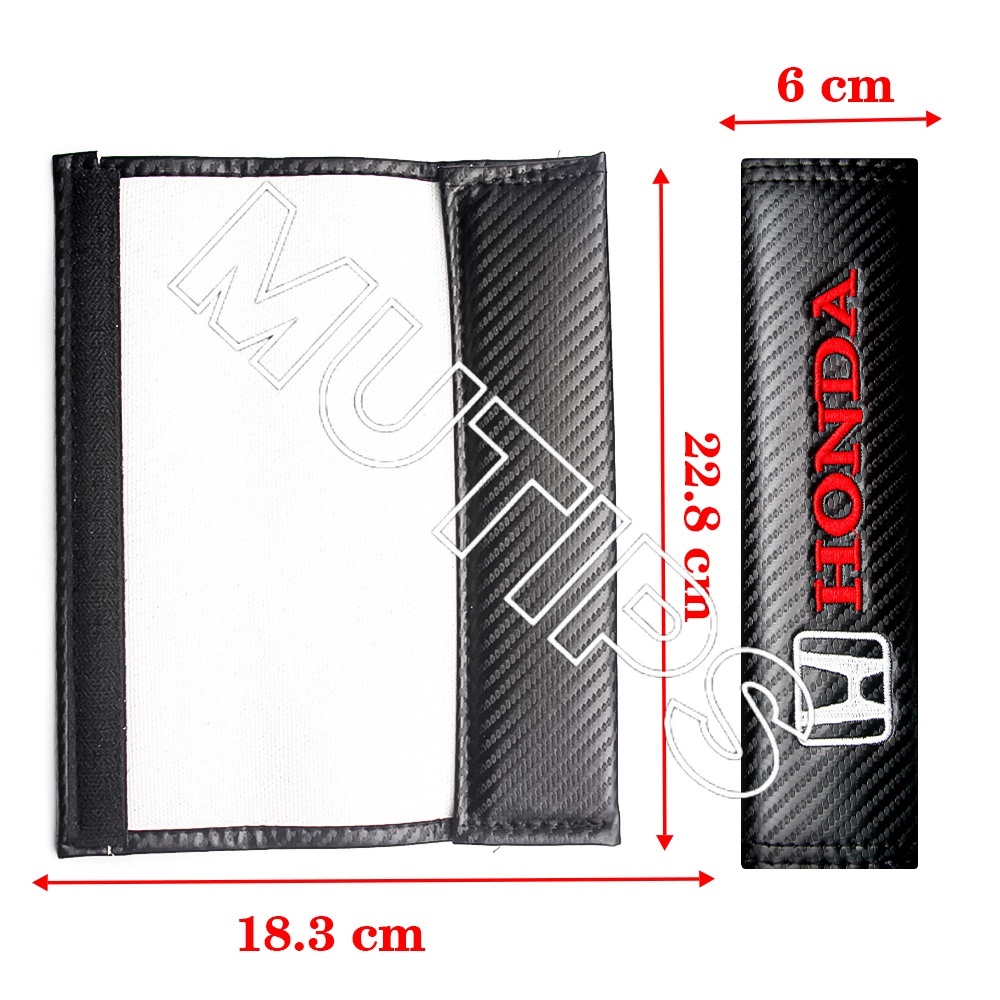 Honda 2pcs Bantalan Busa Bahu Sabuk Pengaman Mobil Motif Carbon Fiber Untuk Civic CRV HRV BRV Accord Jazz