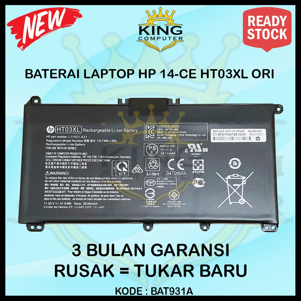 BATERAI LAPTOP HP 14-CE HT03XL HSTNN-LB8L ORIGINAL