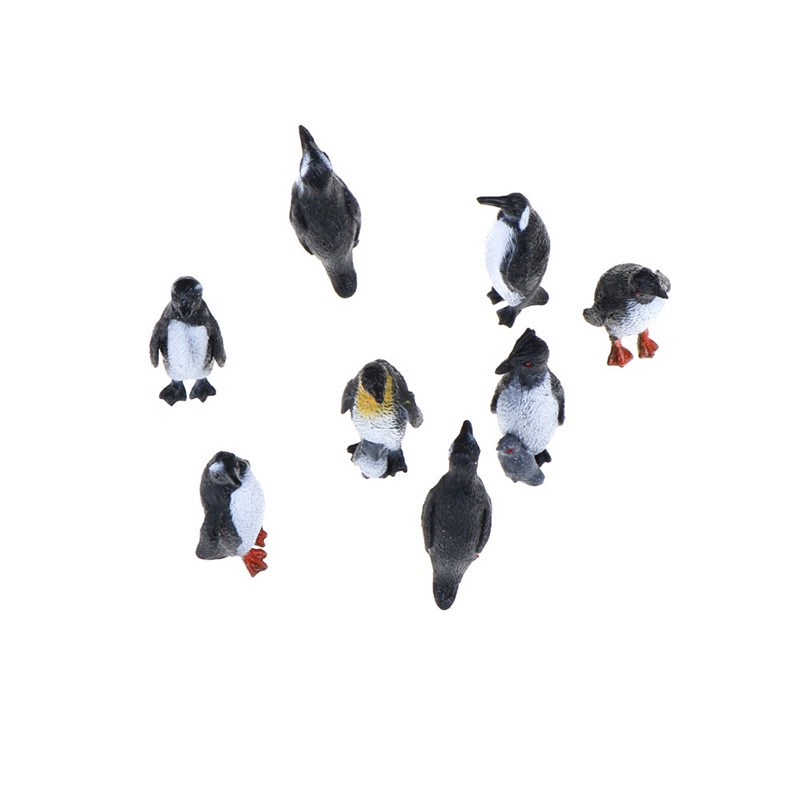 8pcs / set Action Figure Penguin Laut Kecil Bahan Plastik