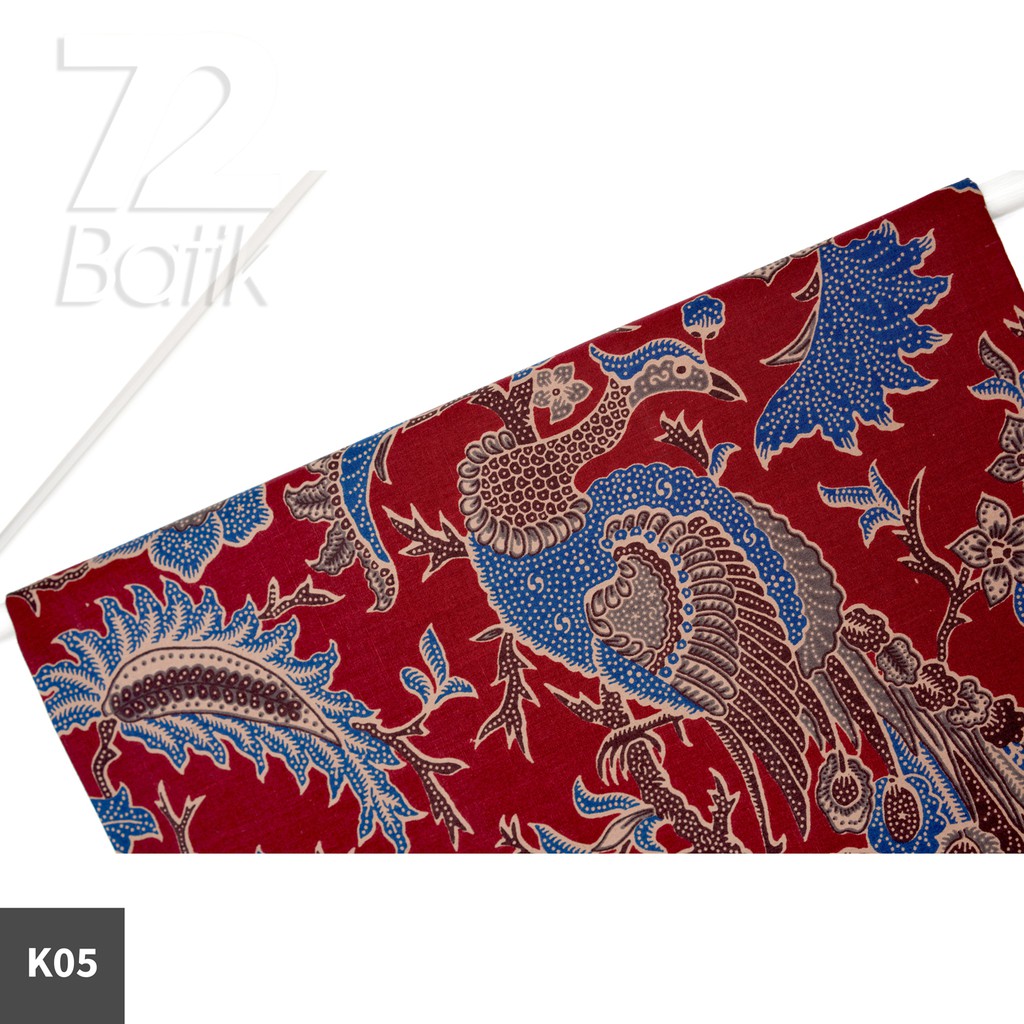 KAIN BATIK PREMIUM Bahan Katun Motif Burung Merak Warna Merah Abang 721391 Cap 72 Jarik Jarit Samping Kebat Panjang Batik Katun Modern Premium Bahan Seragam Batik Pernikahan Kantor Keluarga Murah Kamen Jadi Batik Bali Lembaran