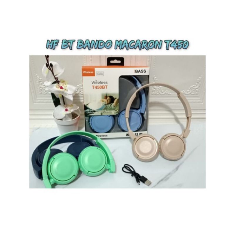 MN - Headseat bluetooth bando bass macaron T450 / headseat headphone bluetooth