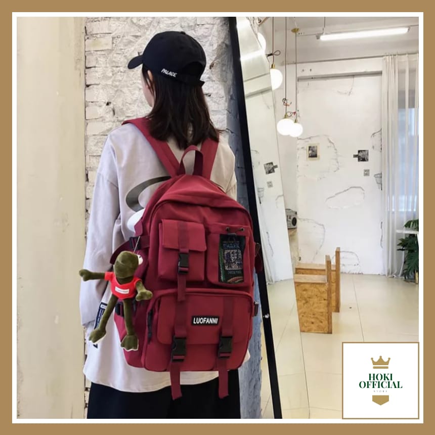 [COD] Tas Ransel Wanita Warna Hitam Tas Sekolah Pria Wanita Ada Slot Laptop Kapasitas Besar Backpack Korea Stylish HokiOfficial