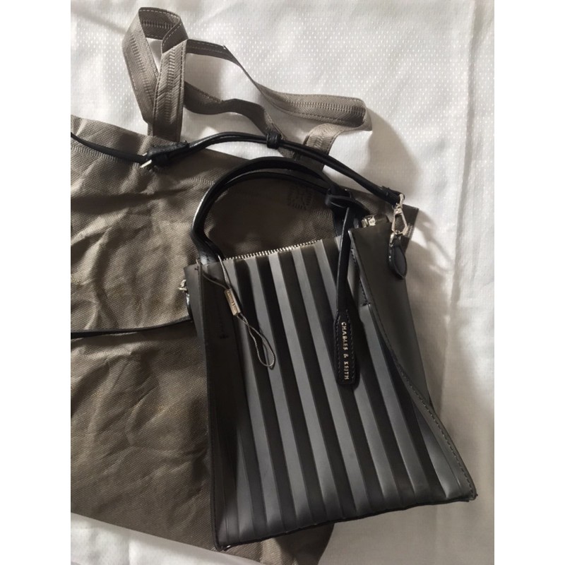 Charles & Keith CnK jelly transparent bag black preloved