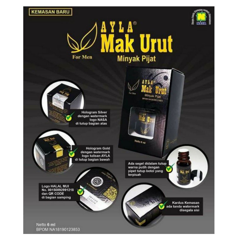 Mak Urut Nasa Asli Original Kemasan Baru - Minyak Urut Laki-laki 6 ml - Mak Urut BPOM