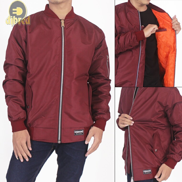 Jaket bomber Taslan Polos Djavu bomber polos merah