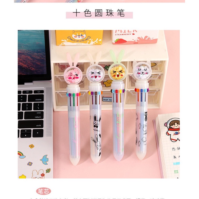 

Pulpen 10 warna cute bunny smile cat