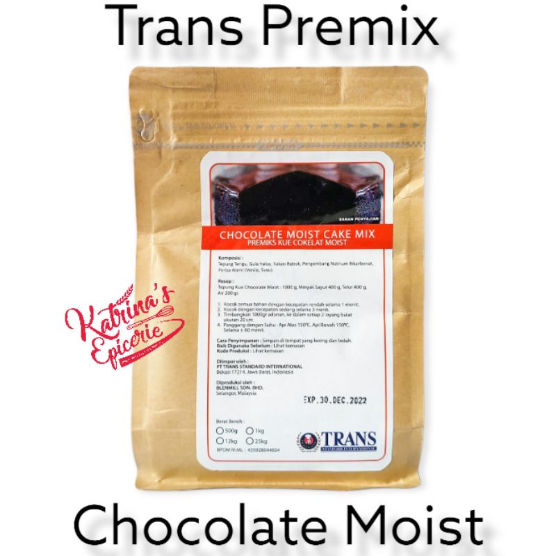 

Trans Premix Moist Chocolate Cake 500 Gram Tepung Instant Untuk Kue Cokelat Lembut