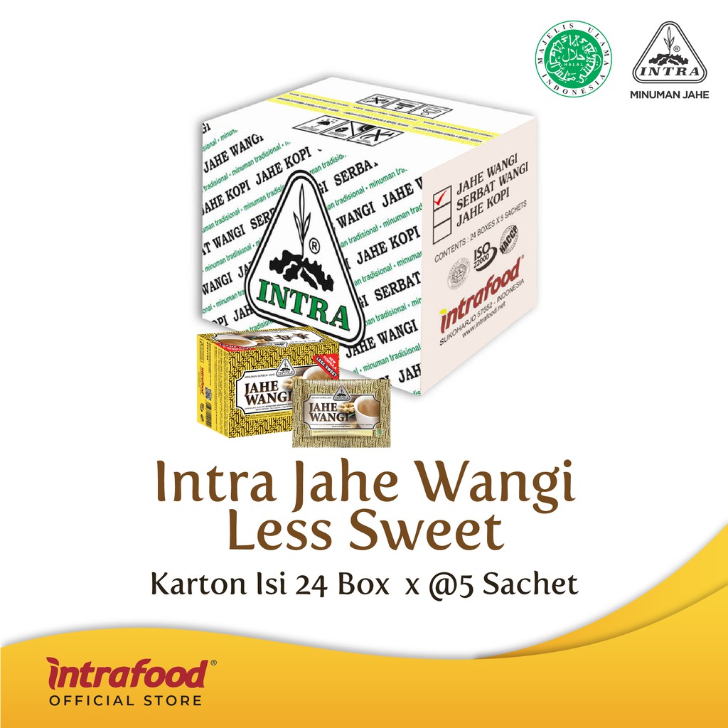 Intra Jahe Wangi Less Sweet Karton Isi 24 Box x @5 Sachet