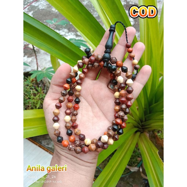 tasbih kombinasi kayu bertuah 99 butir bentuk wajik