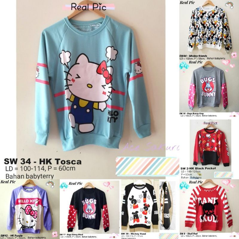 SWEATER CUTE,  BAJU LENGAN PANJANG CEWEK LUCU KARAKTER