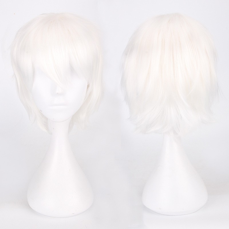 K049-1 wig base white putih pendek cowok cosplay rambut palsu