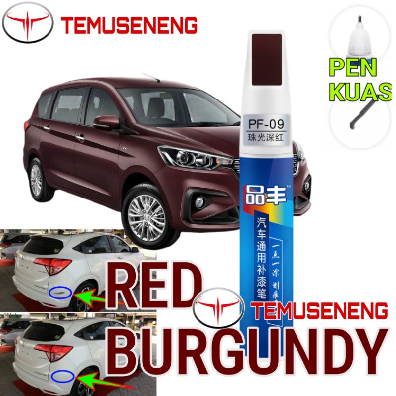 Pf-09 Red Burgundy Metalic Metalik Dempul Merah Maroon Merah Tua Cat Body Mobil Motor Warna Penghilang Lecet Baret Gores Noda Permanen