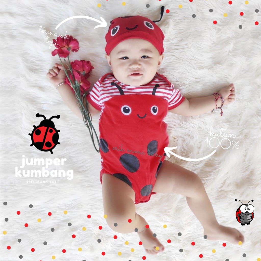 baju bayi jumper bayi karakter kumbang lucu