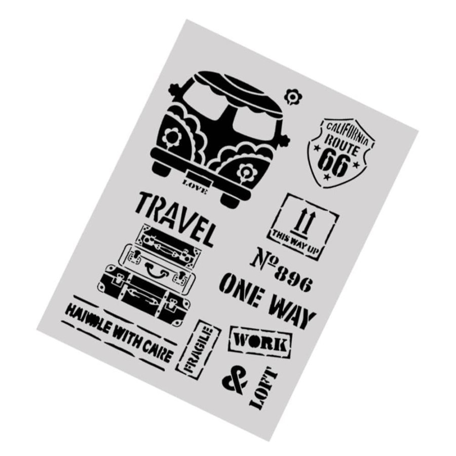 Plastic Stencil - California Route 66 Pattern (29,5x21,0cm)