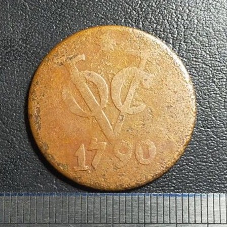 #13.VB. UANG KUNO / KOIN KUNO VOC BELANDA 2 DUIT TAHUN 1790 ( LOKAL )