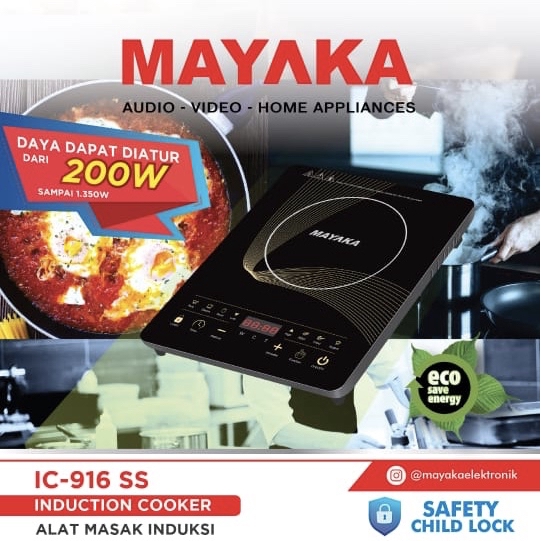 Mayaka IC-916 SS Kompor Induksi Dengan Daya Listrik Yang Dapat Diatur