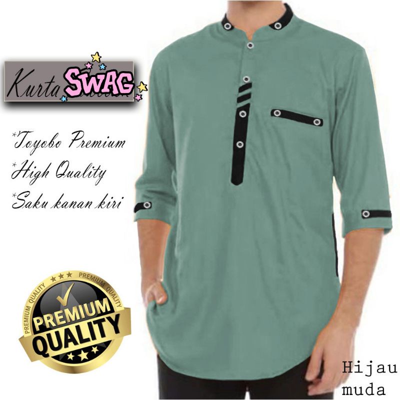 (LIMITED) Baju Kemeja Kurta Qurta Khurta Koko Pria Laki Arab Muslim Lengan 3/4 Acara Pesta Nikahan K