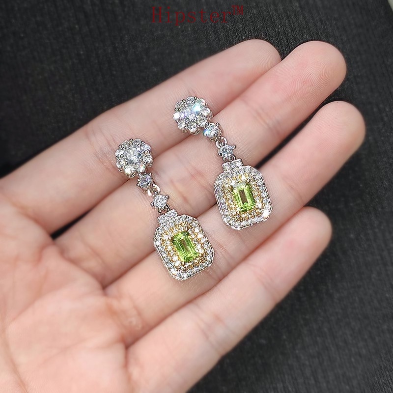 New Luxury Natural Olivine Pendant Earrings