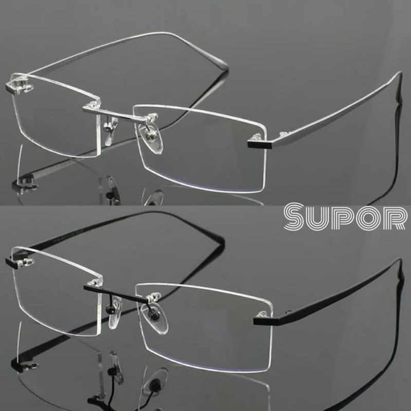 FL10 Frame kacamata Titanium frameless rimless elite kaca mata bor buat minus progresif pria wanita
