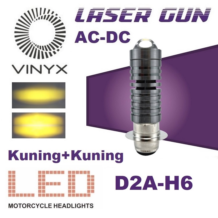 Lampu Utama LED LASER Motor AC DC Hi Lo 2 Warna H6 D2 D2A Bebek Matik Matic VINYX CSP