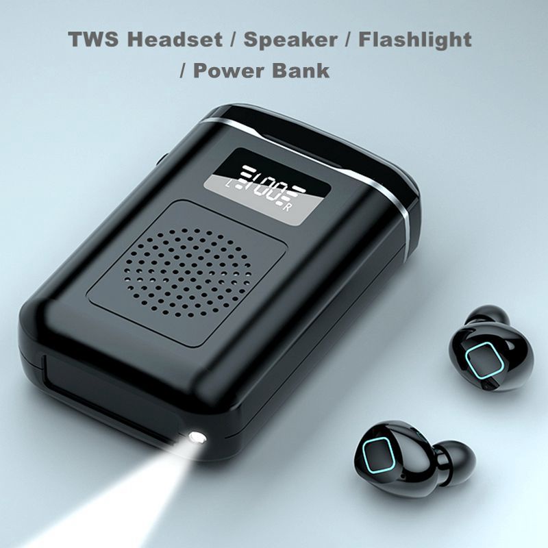 4 in 1 Super Bass M6  Headphone Wireless Bluetooth Speaker Powerbank 4000 mAh Senter Flash light Ori