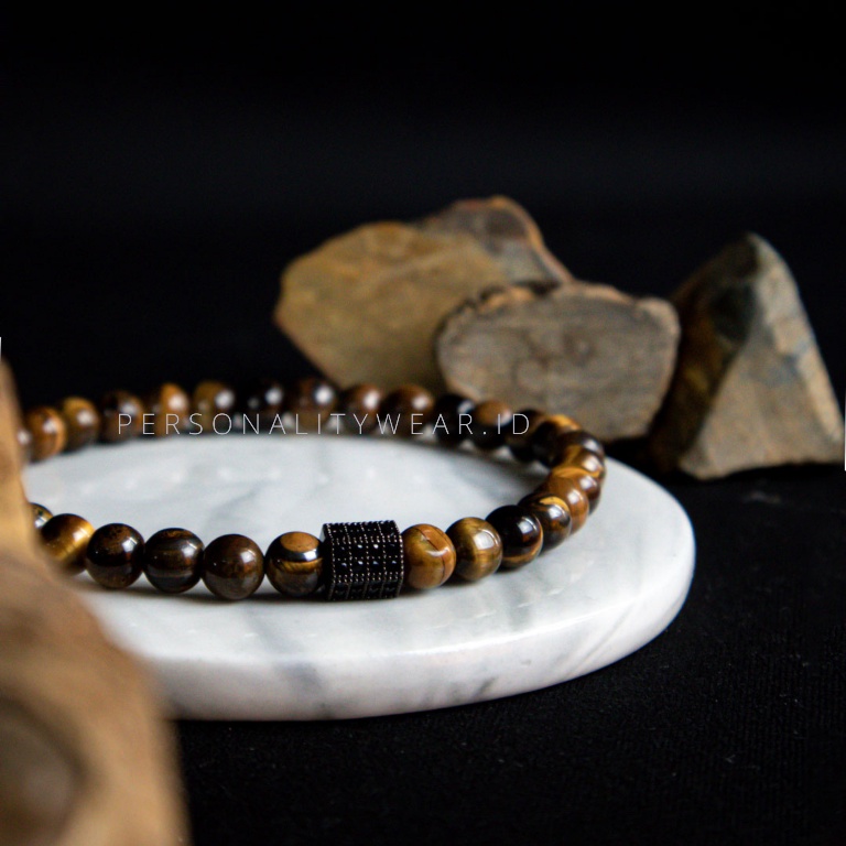 Gelang Tangan Tasbih 33 Butir Pria Wanita Keren Kekinian Batu Tiger Eye ASLI ORIGINAL Alam Kalimantan 6 mm