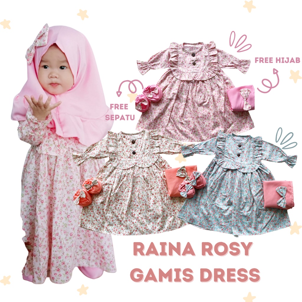 gamis newborn bayi perempuan pakaian muslim 0-12  bulan balita ARABELLA ALIKA FIORA SHANUM ROSY gamis dress