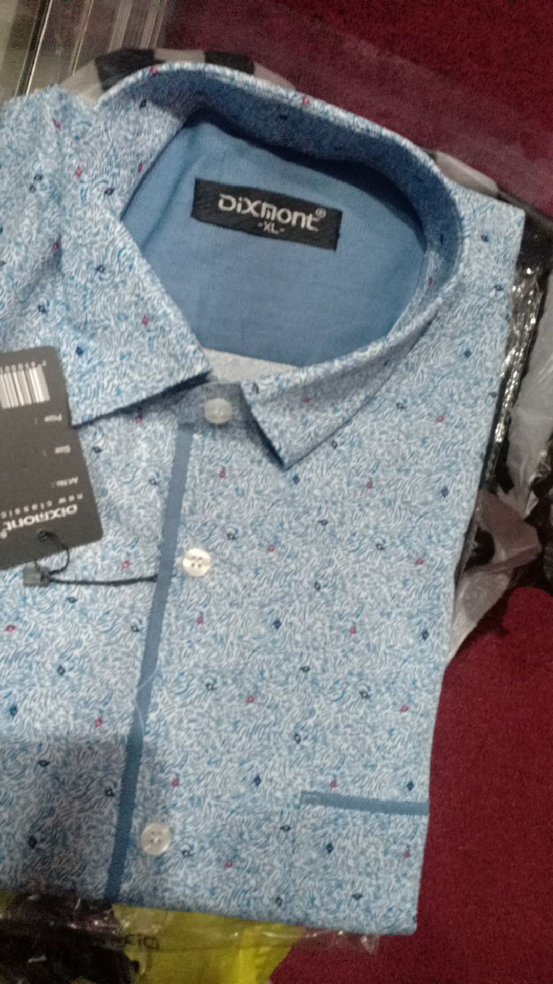 Kemeja Batik Pria Lengan Pendek Bs55 Katun Motif Modern Dixmont Semi Slimfit Premium