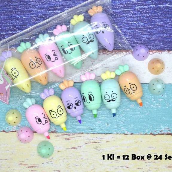 

MJE Stabilo Highlighter Warna bentuk Wortel isi 6 Model Baru