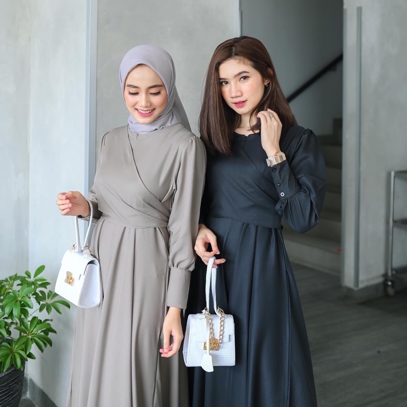 Rereyshop Madina Dress Bahan Shakilla Import Adem Dress Wanita Terlaris