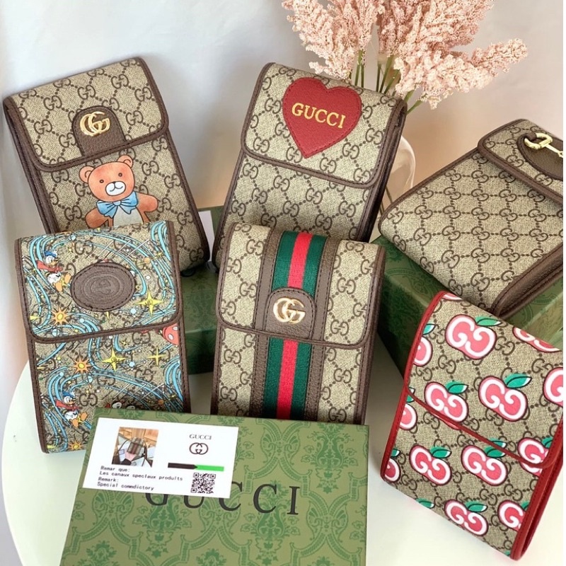 Tas Kulit Selempang Wanita Kecil GC Leather Mini Phone Slingbag Premium Import, Coklat Brown Boneka 