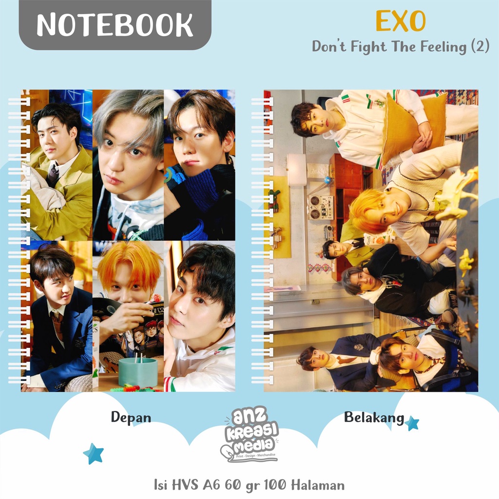 NOTEBOOK A6 BUKU TULIS SPIRAL - EXO DON'T FIGHT THE FEELING - MERCHANDISE KPOP MURAH UNOFFICIAL