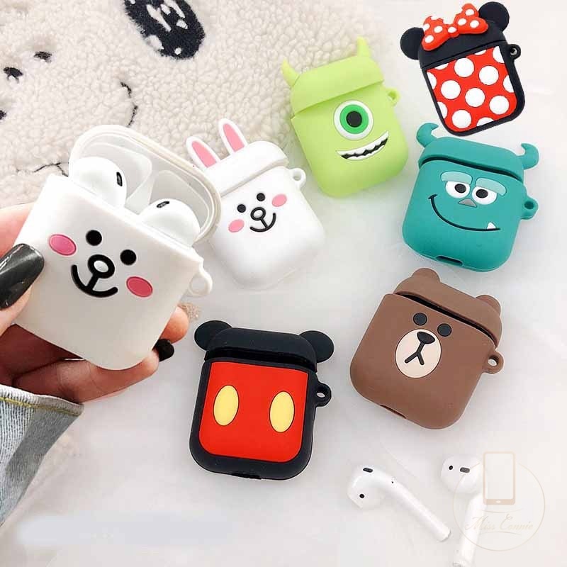 Case Bahan Silikon Motif Kartun Untuk Airpods