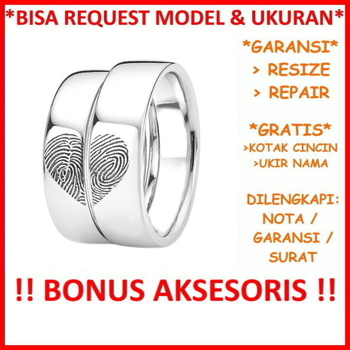 Garansi Silver Asli Gratis Ukir Nama Bisa Pesan Model Cincin Perak Couple Kawin Nikah Tunangan Id486