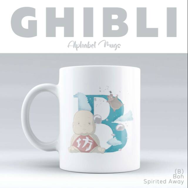 Mug Ceramic Fanarts Ghibli Alphabet B (Boh - Spirited Away)