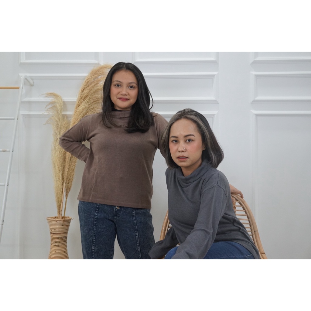 Tokomilkan - Sweater atasan Rajut Wanita TURTLENECK KNIT Basic Atasan Wanita Rajut Halus