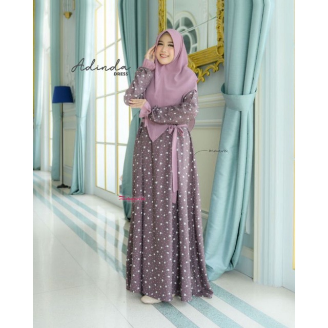 Adinda dress zabbania // gamis rayon premium // gamis set pashmina motif terbaru