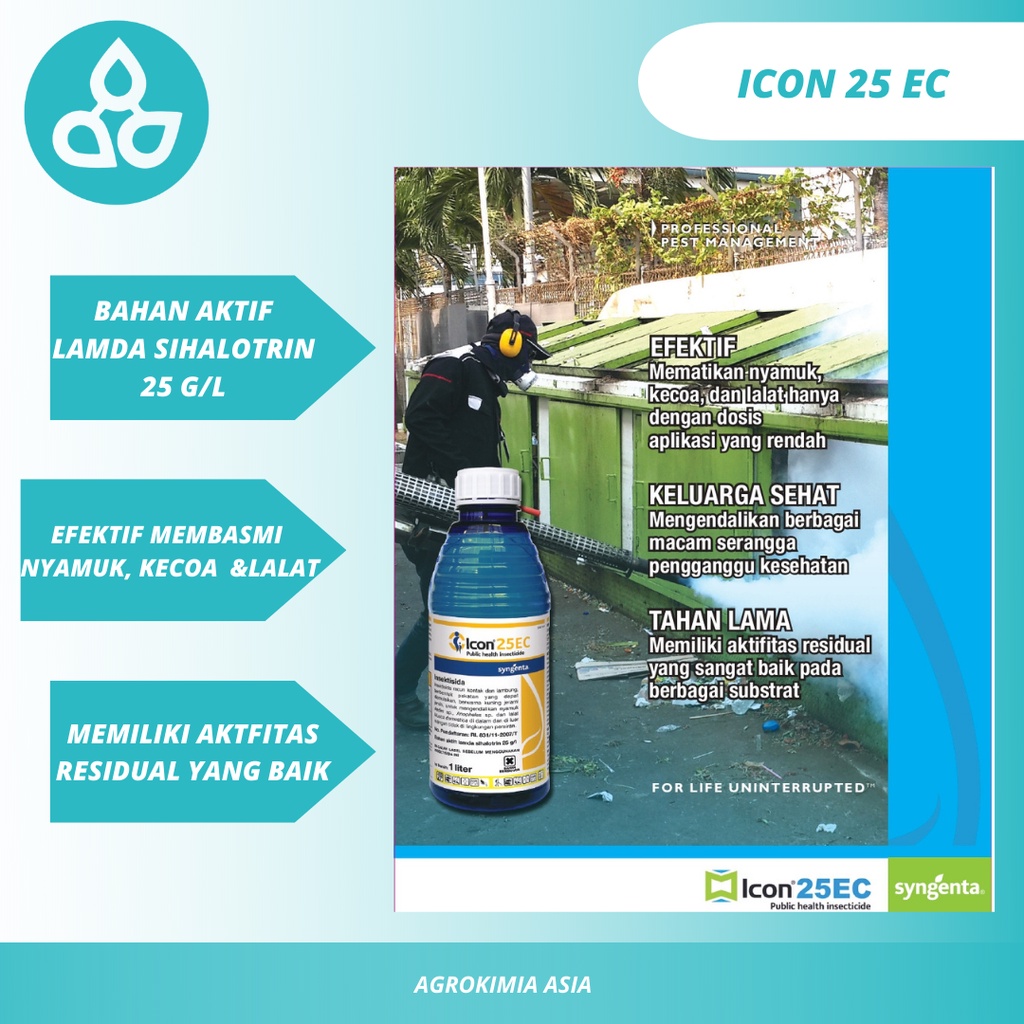 Obat Serangga - Obat Kecoa Nyamuk Lalat - Basmi Serangga Rumah - Pembasmi Serangga Ampuh - Icon 25EC 1 Liter