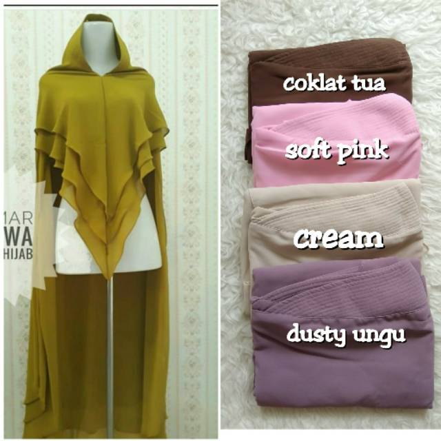 Jilbab Hijab Kerudung bergo jumbo Khimar  Ceruty Keruty ceruti ped pet antem 3 layer  Cream Coklat S