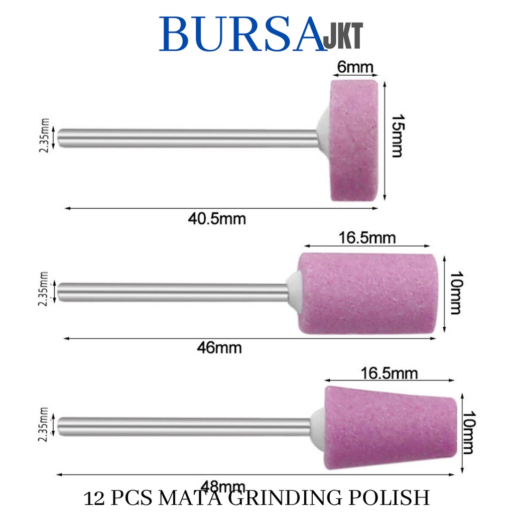 MATA BOR MINI TUNER ASAH AMPLAS POLES DREMER GRINDING KUKU ABRASIVE PINK SET ISI 12 PC