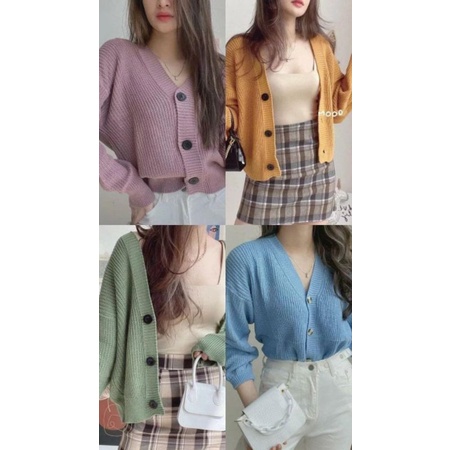 Cardigan Crop | Jacket Atasan Wanita Korea Terkini Outfit